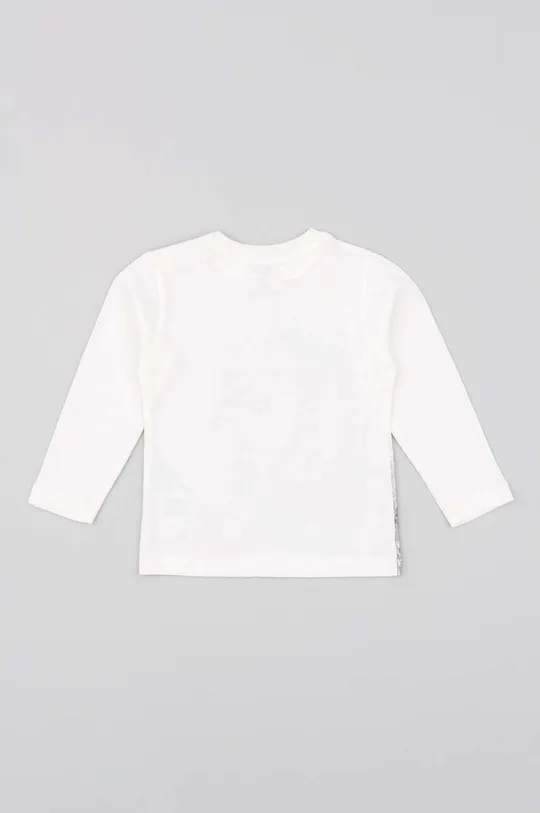 Otroška bombažna majica z dolgimi rokavi zippy bela