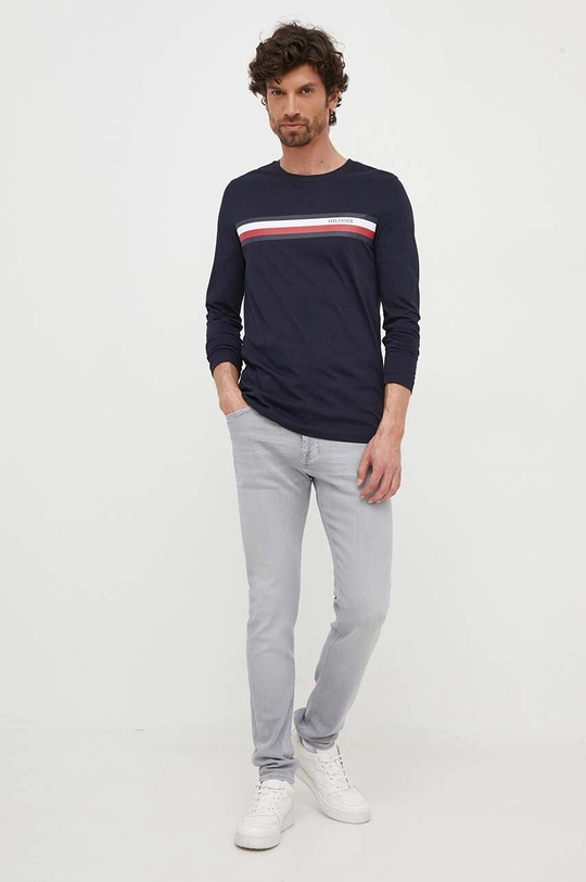 Tommy Hilfiger longsleeve bawełniany granatowy