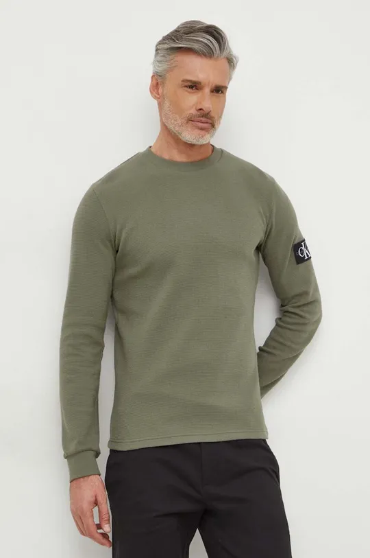 πράσινο Βαμβακερή μπλούζα Calvin Klein Jeans