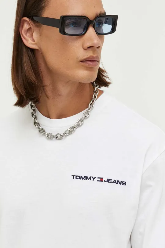 bijela Pamučna majica dugih rukava Tommy Jeans
