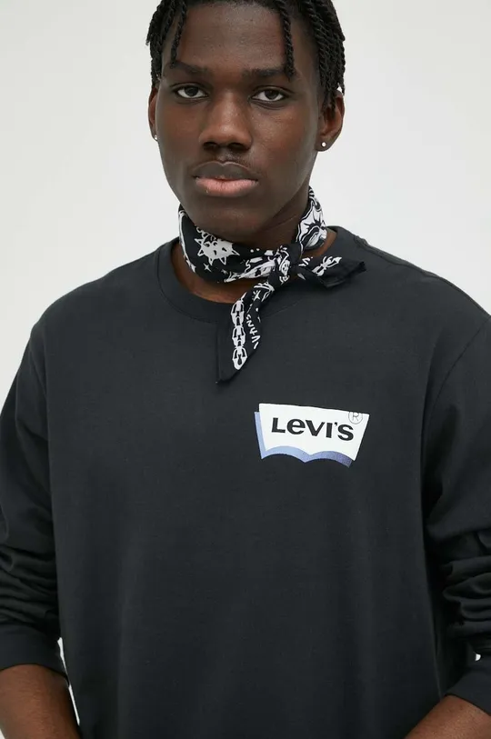 siva Bombažna majica z dolgimi rokavi Levi's