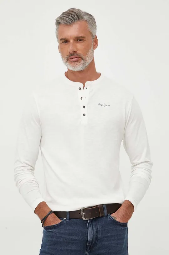 λευκό Βαμβακερή μπλούζα με μακριά μανίκια Pepe Jeans Wiltshire Ανδρικά