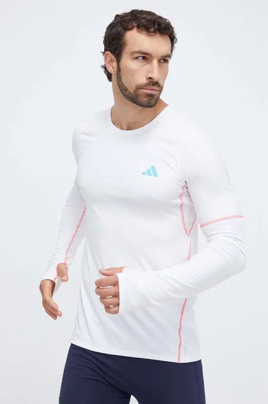 λευκό Μακρυμάνικο μπλουζάκι για τρέξιμο adidas Performance Adizero Ανδρικά