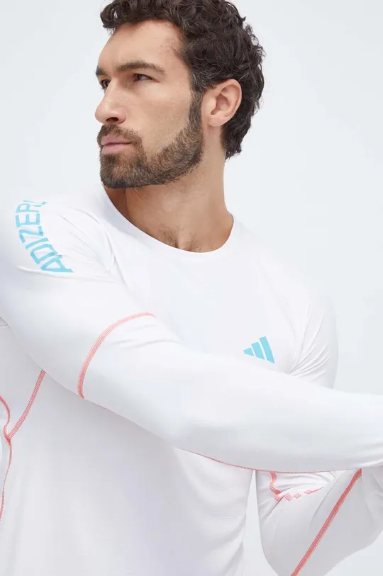 bela Majica z dolgimi rokavi za tek adidas Performance Adizero