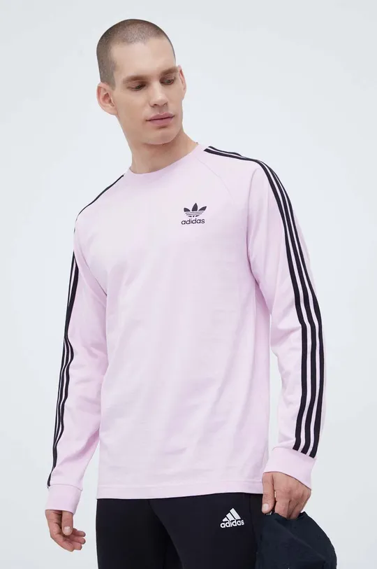 Βαμβακερή μπλούζα με μακριά μανίκια adidas Originals ροζ