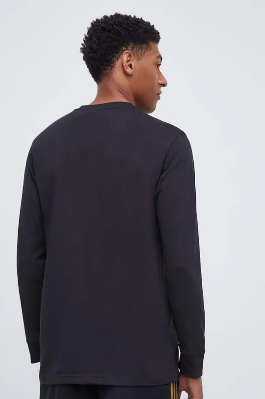 Βαμβακερή μπλούζα με μακριά μανίκια adidas μαύρο