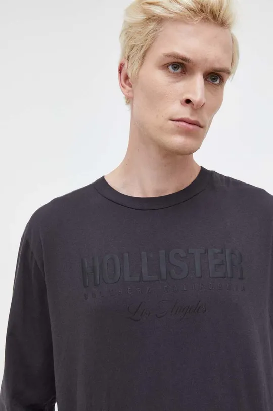 γκρί Βαμβακερή μπλούζα με μακριά μανίκια Hollister Co. Ανδρικά