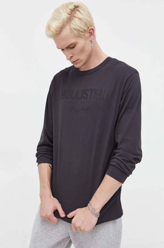 γκρί Βαμβακερή μπλούζα με μακριά μανίκια Hollister Co.