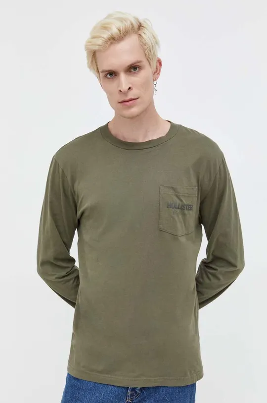 πράσινο Βαμβακερή μπλούζα με μακριά μανίκια Hollister Co. Ανδρικά