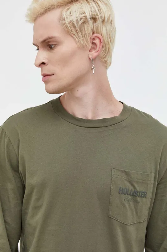 Βαμβακερή μπλούζα με μακριά μανίκια Hollister Co. πράσινο KI323.3074.300