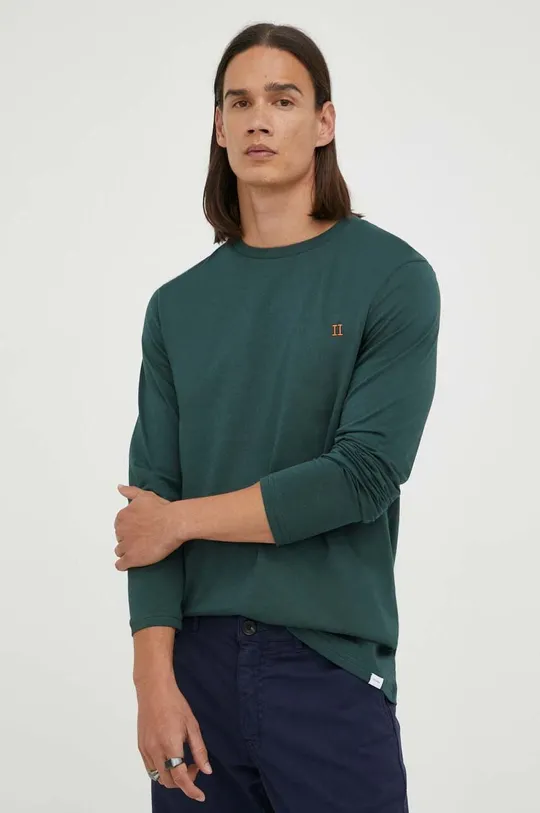 Bavlnené tričko s dlhým rukávom Les Deux zelená