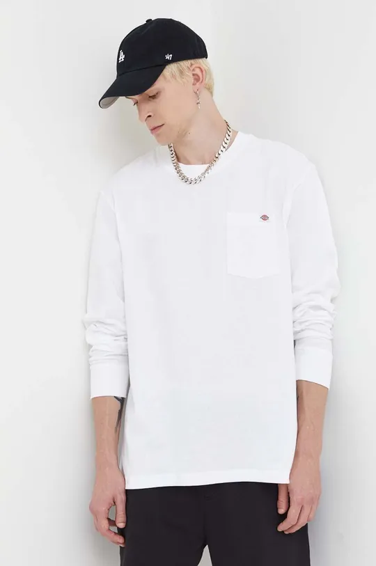 λευκό Βαμβακερή μπλούζα με μακριά μανίκια Dickies Ανδρικά