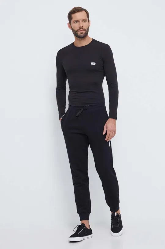 Majica z dolgimi rokavi lounge Emporio Armani Underwear črna
