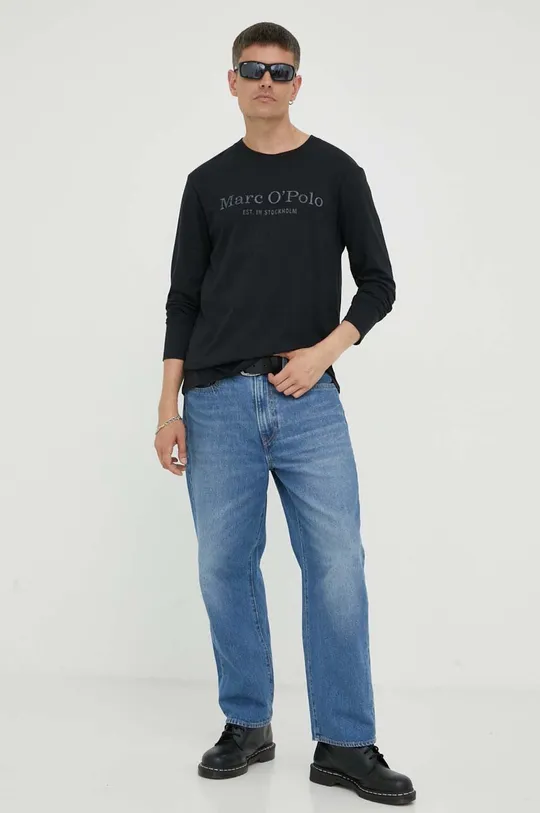 μαύρο Βαμβακερή μπλούζα με μακριά μανίκια Marc O'Polo Ανδρικά