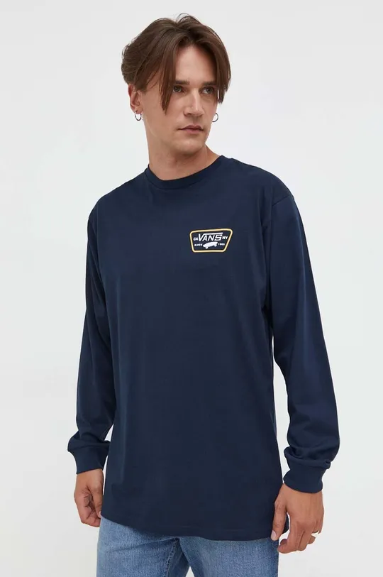 mornarsko plava Pamučna majica dugih rukava Vans Muški