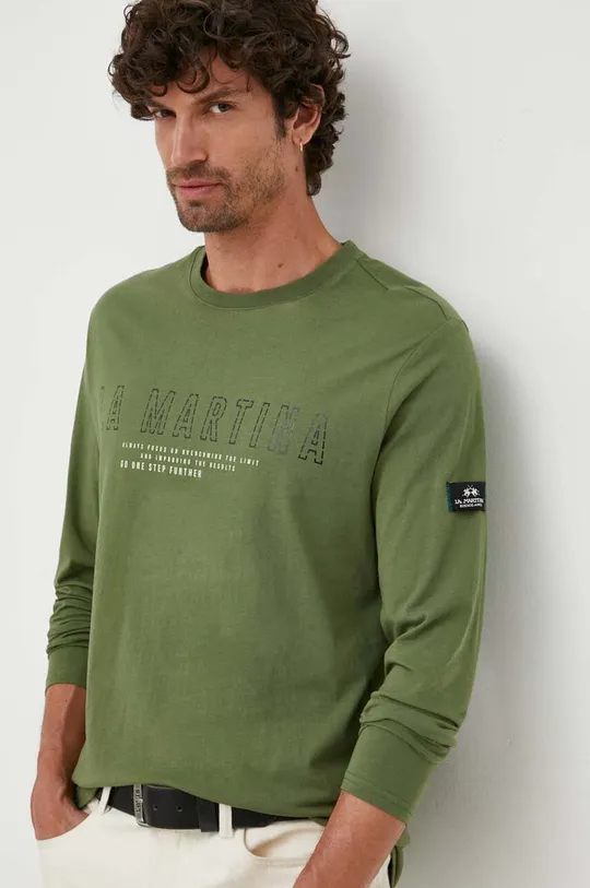 πράσινο Βαμβακερή μπλούζα με μακριά μανίκια La Martina Ανδρικά