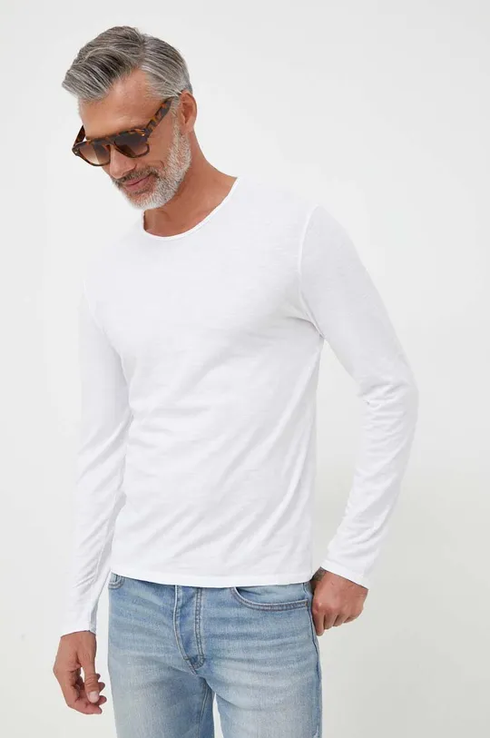 λευκό Βαμβακερή μπλούζα με μακριά μανίκια United Colors of Benetton Ανδρικά