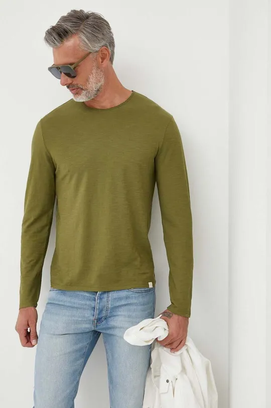 πράσινο Βαμβακερή μπλούζα με μακριά μανίκια United Colors of Benetton