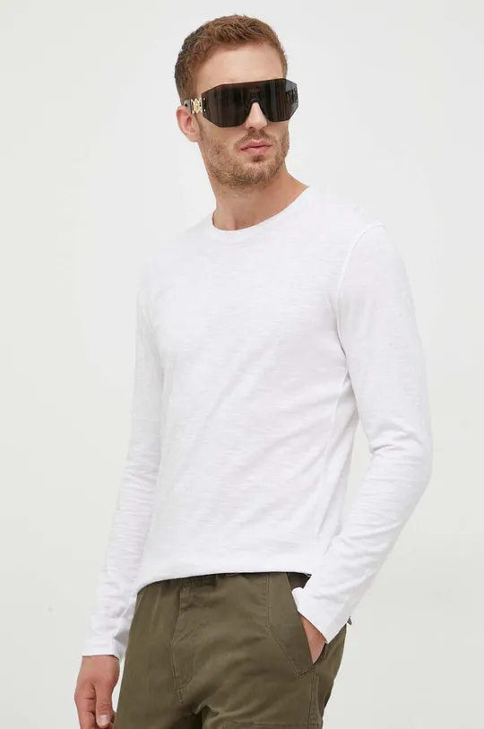 λευκό Βαμβακερή μπλούζα με μακριά μανίκια Sisley Ανδρικά