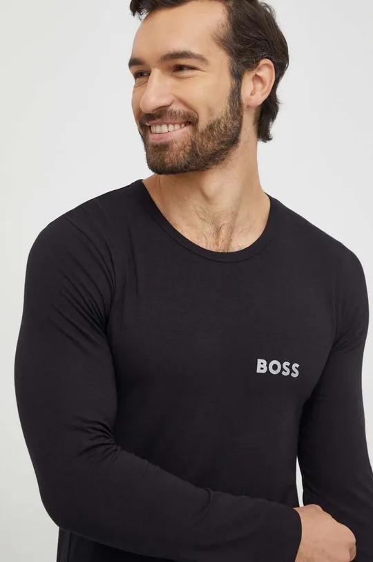 Tričko s dlhým rukávom BOSS čierna