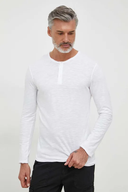 λευκό Βαμβακερή μπλούζα με μακριά μανίκια Sisley Ανδρικά