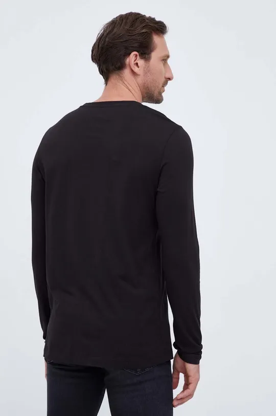 Βαμβακερή μπλούζα με μακριά μανίκια Tommy Hilfiger μαύρο