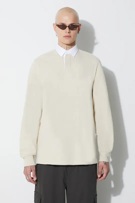 beige Taikan top a maniche lunghe in cotone L/S Polo Shirt Uomo