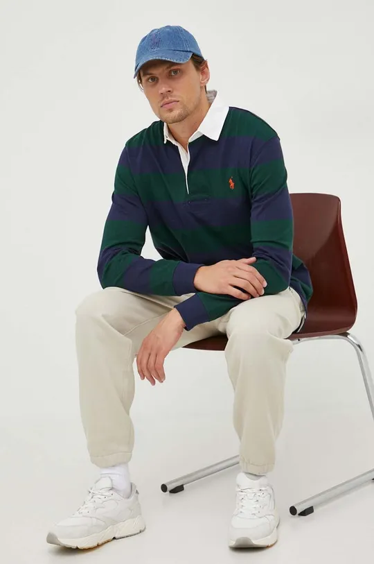 Βαμβακερή μπλούζα με μακριά μανίκια Polo Ralph Lauren πράσινο