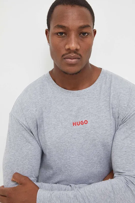 siva Majica z dolgimi rokavi lounge HUGO