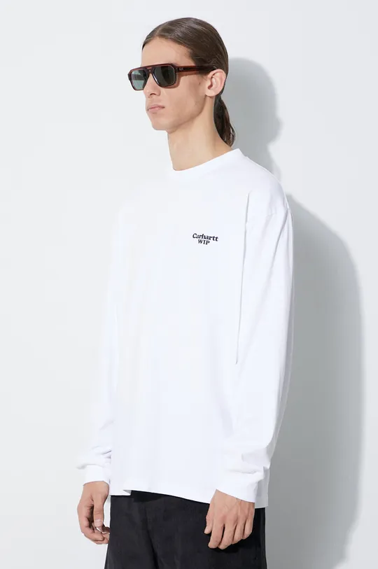 biały Carhartt WIP longsleeve bawełniany L/S Paisley T-Shirt