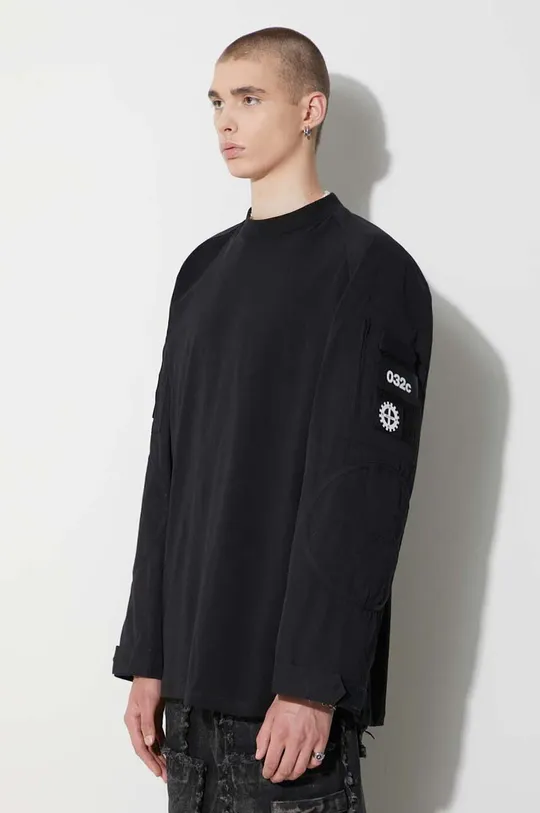 čierna Bavlnené tričko s dlhým rukávom 032C Pánsky