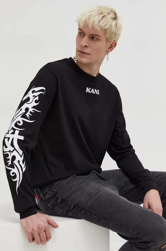 μαύρο Βαμβακερή μπλούζα με μακριά μανίκια Karl Kani Ανδρικά