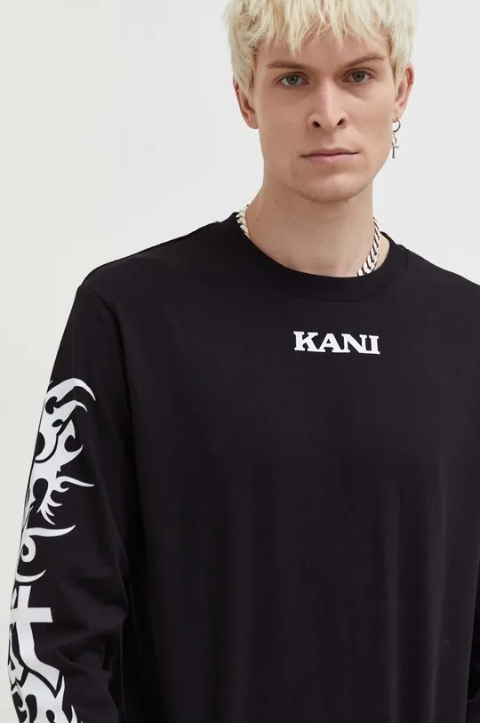 črna Bombažna majica z dolgimi rokavi Karl Kani
