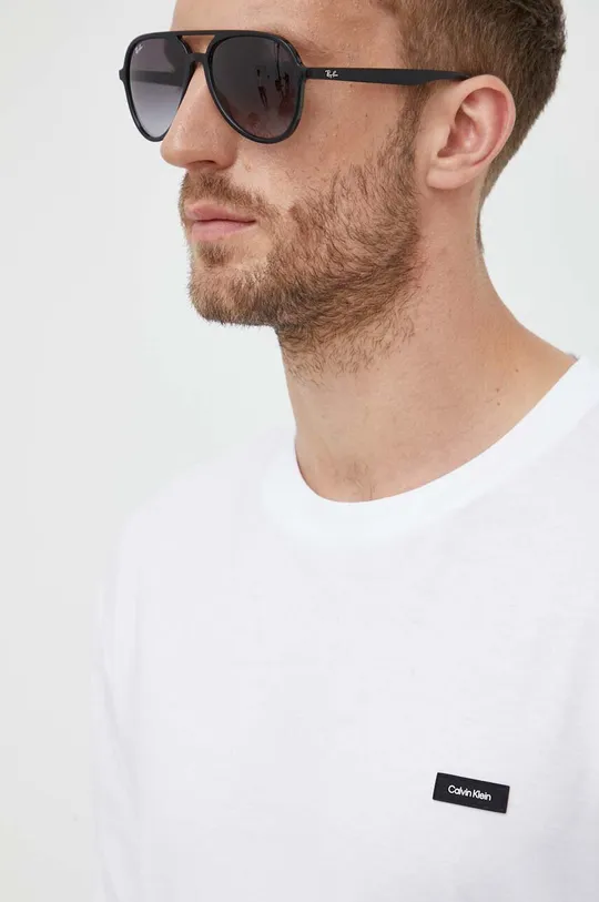 λευκό Βαμβακερή μπλούζα με μακριά μανίκια Calvin Klein