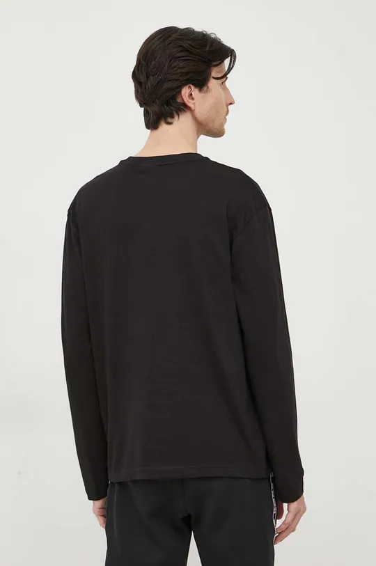 Bavlnené tričko s dlhým rukávom Calvin Klein čierna
