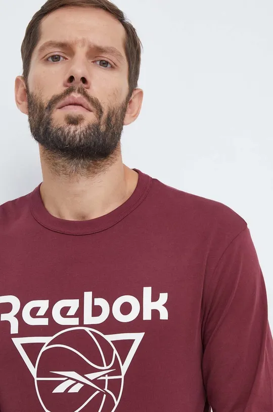 burgundské Bavlnené tričko s dlhým rukávom Reebok Classic Basketball