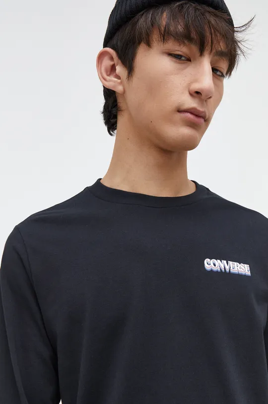 Βαμβακερή μπλούζα με μακριά μανίκια Converse 100% Βαμβάκι