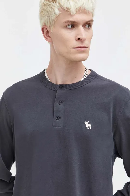γκρί Βαμβακερή μπλούζα με μακριά μανίκια Abercrombie & Fitch