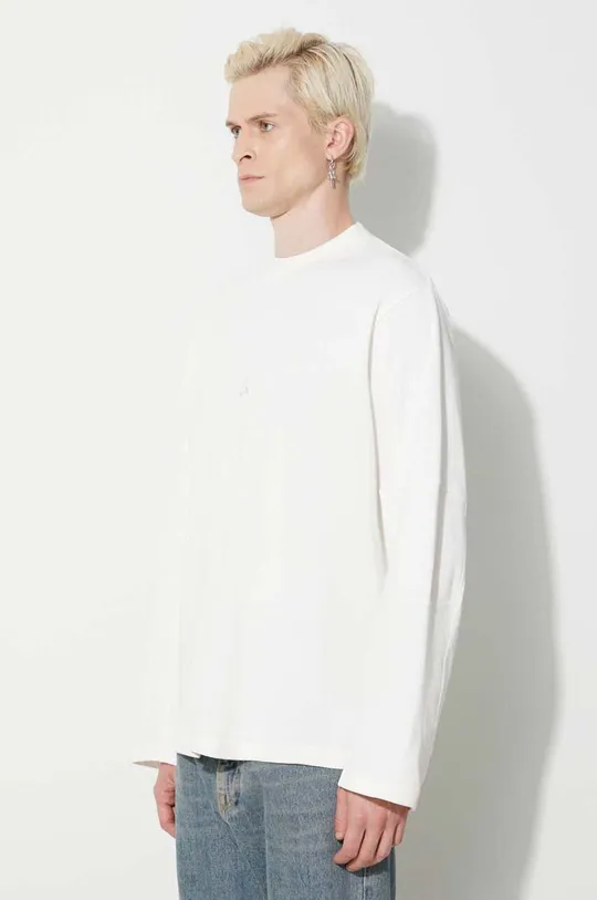 бял Памучна блуза с дълги ръкави ROA