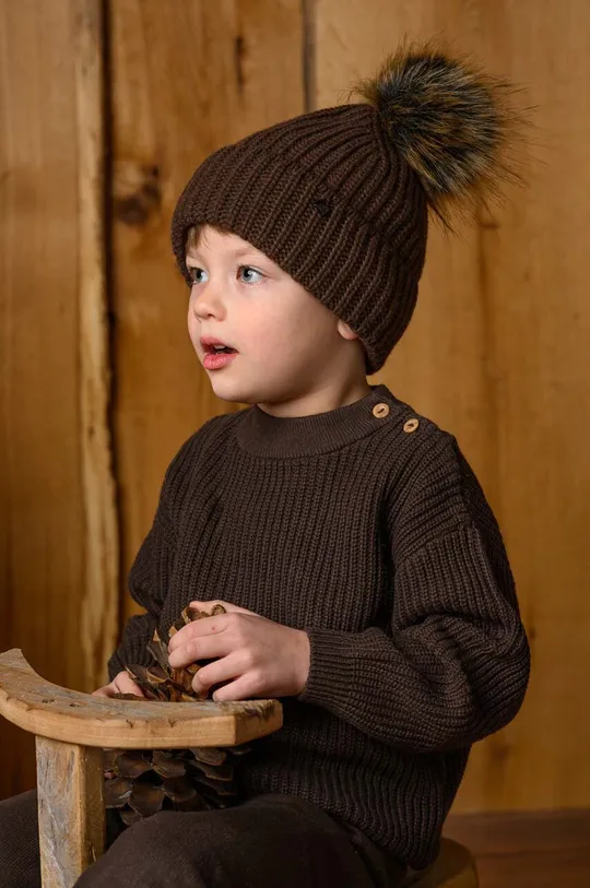 hnedá Detská čiapka s prímesou vlny Jamiks COLD II Chlapčenský