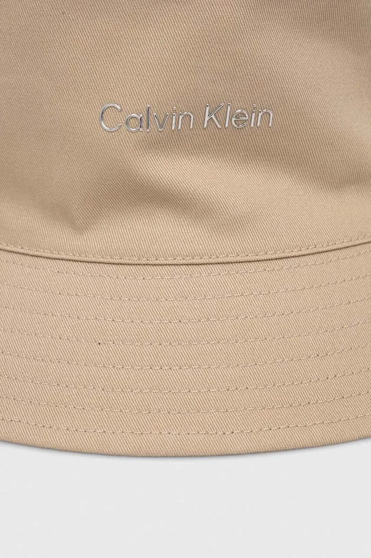 béžová Obojstranný bavlnený klobúk Calvin Klein