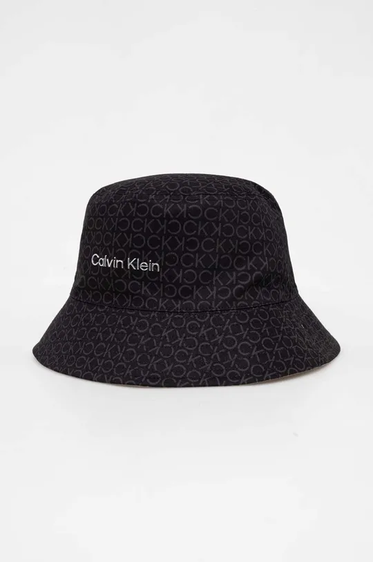 Αναστρέψιμο βαμβακερό καπέλο Calvin Klein μπεζ