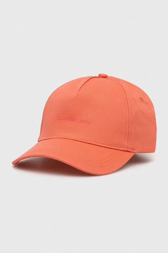 πορτοκαλί Βαμβακερό καπέλο του μπέιζμπολ Calvin Klein Jeans Γυναικεία