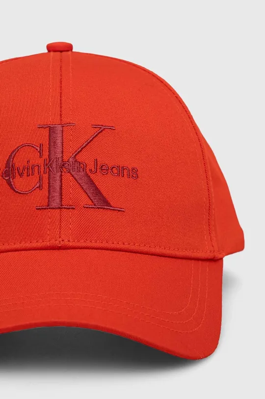 Βαμβακερό καπέλο του μπέιζμπολ Calvin Klein Jeans κόκκινο