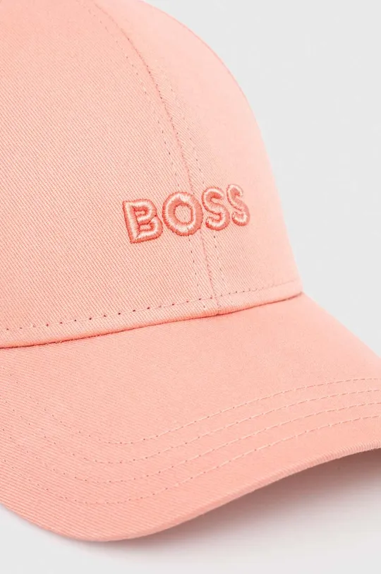 Βαμβακερό καπέλο του μπέιζμπολ BOSS ροζ