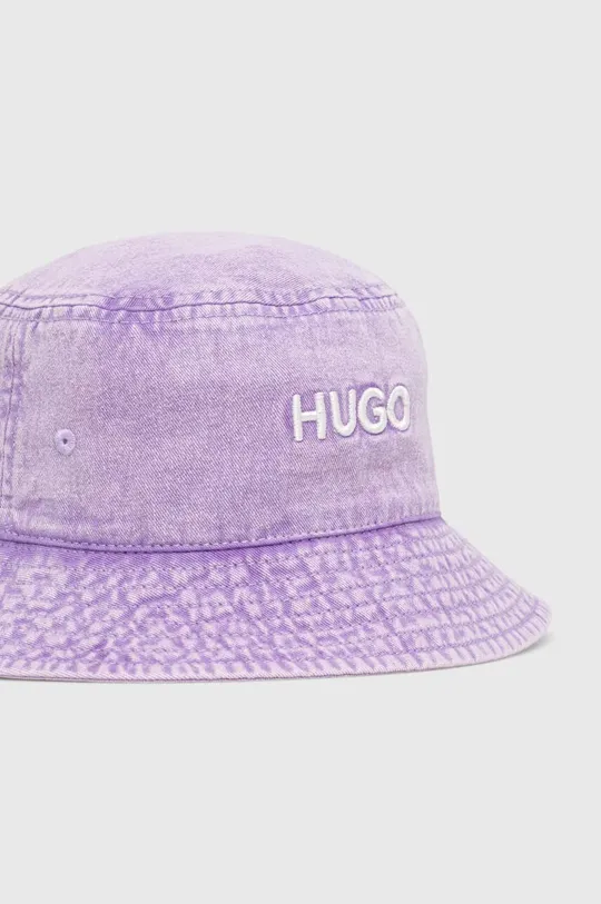 Βαμβακερό καπέλο HUGO μωβ