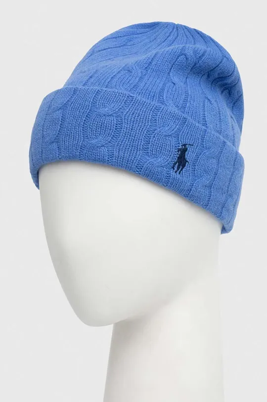 Вовняна шапка Polo Ralph Lauren блакитний