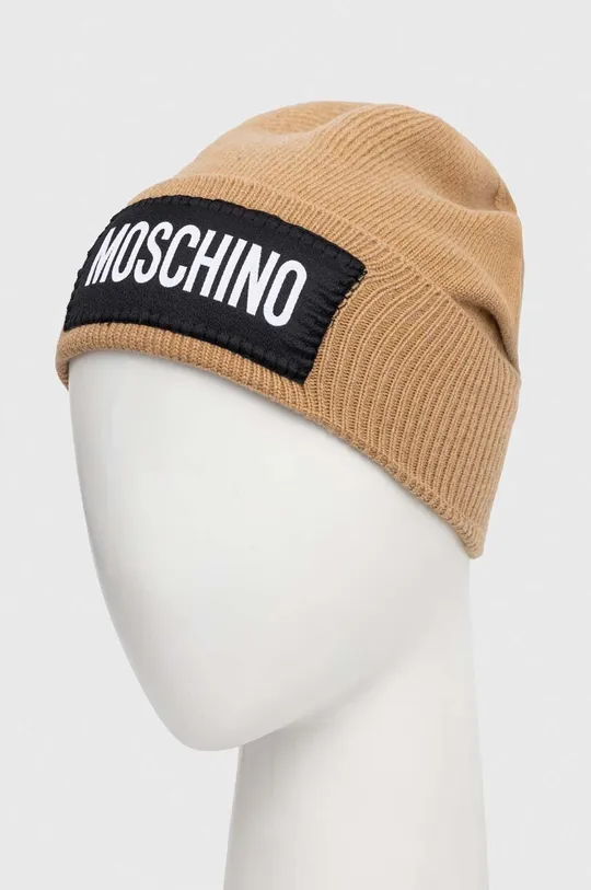 Moschino czapka kaszmirowa brązowy