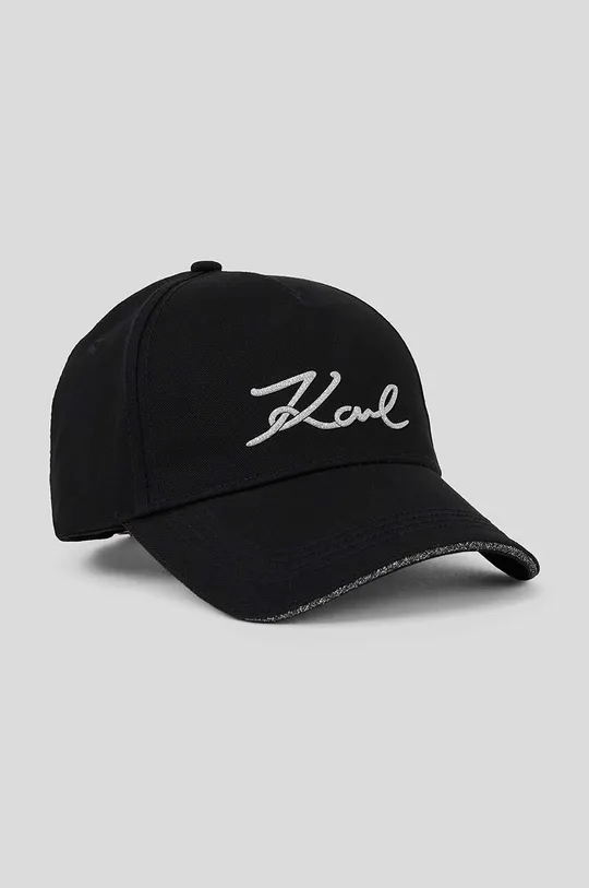Karl Lagerfeld czapka z daszkiem bawełniana aplikacja czarny 235W3418