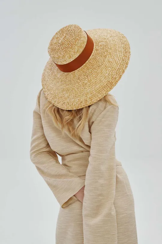 LE SH KA headwear cappello Straw Veil beige